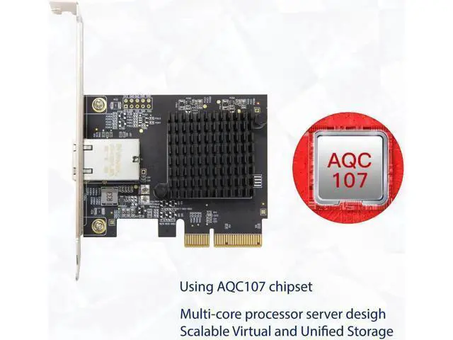 Alt view image 6 of 6 - Syba 1 Port 10 Gigabit Ethernet Network Card - PCIe x4 10Gb 10GBASE-T NIC AQTION AQC107-10Gbps Ethernet PCI-Express x4 Adapter SD-PEX24055