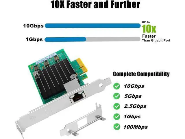 Alt view image 5 of 6 - 10Gb Network Card with Aquantia AQtion AQC107 Chip, 10GB/5GB/2.5GB/1000M PCIe Ethernet Adapter Single RJ45 Port Support Linux,Ubuntu,Windows, MAC OS