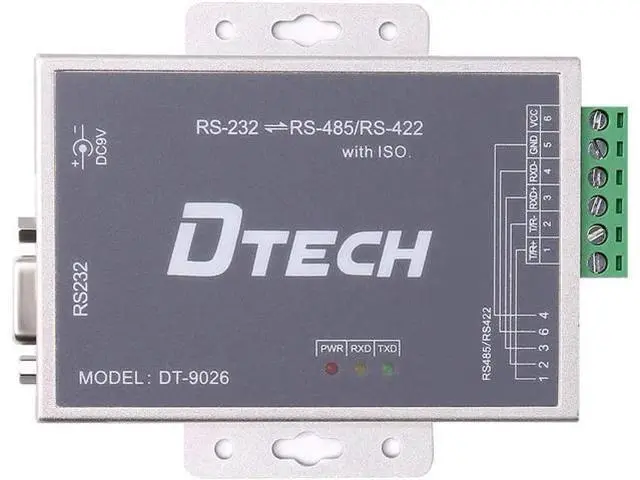 Alt view image 4 of 7 - DTECH Active Isolated RS232 to RS485 RS422 Converter with RJ45 Serial Port Terminal Board Power Adapter DB9 Cable Optical Isolation Protection 2.5kV