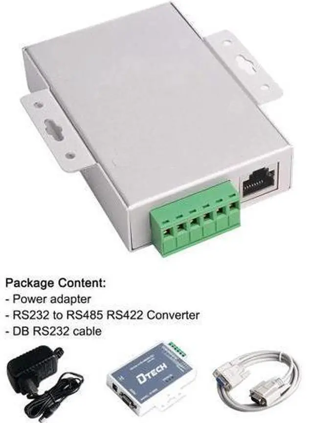 Alt view image 7 of 7 - DTECH Active Isolated RS232 to RS485 RS422 Converter with RJ45 Serial Port Terminal Board Power Adapter DB9 Cable Optical Isolation Protection 2.5kV