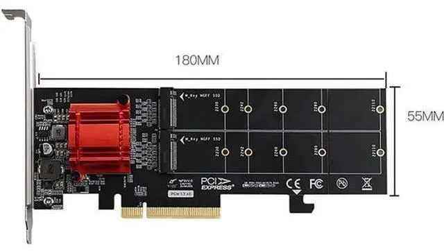 Alt view image 7 of 7 - M.2 NVMe PCIe Adapter, M.2 NVMe NGFF SSD to PCI-e 3.1 Gen3 X8 X16 Card with Low Profile Bracket Support M.2 (M Key) NVMe SSD 22110/2280 /2260/2242 /2230