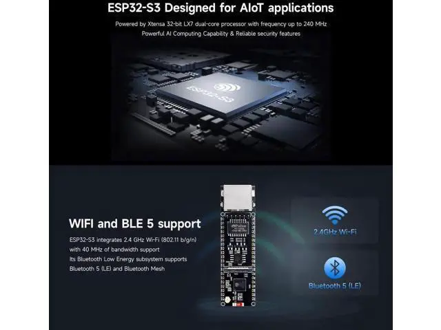 Alt view image 2 of 7 - ESP32-S3 ETH Development Board, 10/100Mbps RJ45 Ethernet Port, Wi-Fi & BT Support, 240MHz Dual Core Processor, Onboard Type-C Port and TF Card Slot, PoE Module