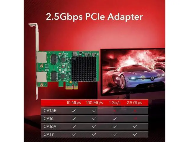 Alt view image 4 of 7 - Dual-Port 2.5GBase-T PCIe Network Adapter RTL8125B 2500/1000/100Mbps PCI Express Gigabit Ethernet NIC Card RJ45 LAN Controller