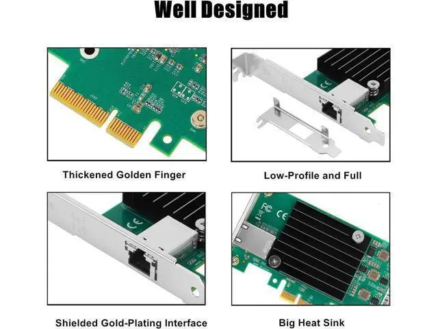 Alt view image 2 of 6 - 10Gb Network Card with Aquantia AQtion AQC107 Chip, 10GB/5GB/2.5GB/1000M PCIe Ethernet Adapter Single RJ45 Port Support Linux,Ubuntu,Windows, MAC OS