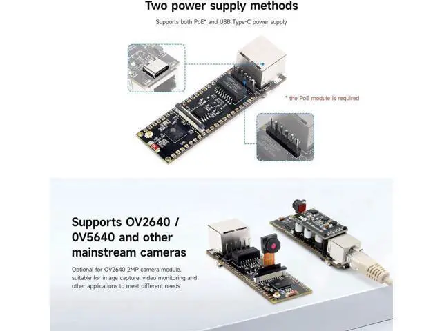 Alt view image 6 of 7 - ESP32-S3 ETH Development Board, 10/100Mbps RJ45 Ethernet Port, Wi-Fi & BT Support, 240MHz Dual Core Processor, Onboard Type-C Port and TF Card Slot, PoE Module