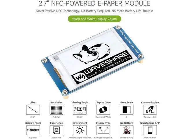 Alt view image 3 of 6 - 2.7inch Passive-Powered E-Paper Module, Novel Passive NFC Technology, No Battery Required, No More Battery Life Trouble, Black and White Display Colors