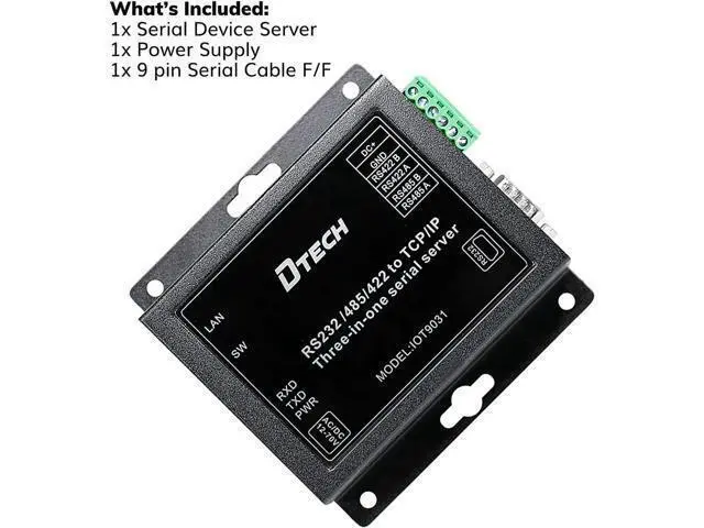 Alt view image 6 of 6 - DTECH Serial to Ethernet Converter Adapter RS232 RS422 RS485 to TCP IP Device Server Supports DHCP DNS Modbus RTU/TCP 10/100M Power Over Ethernet POE Be the first to review this product...
