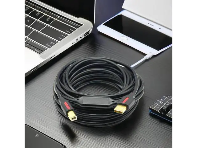 Alt view image 2 of 5 - Aomoproing USB printing cable with pure copper core. Environmentally friendlydouble-shielded high-speed USB 2.0 data cable with square connector. 15M