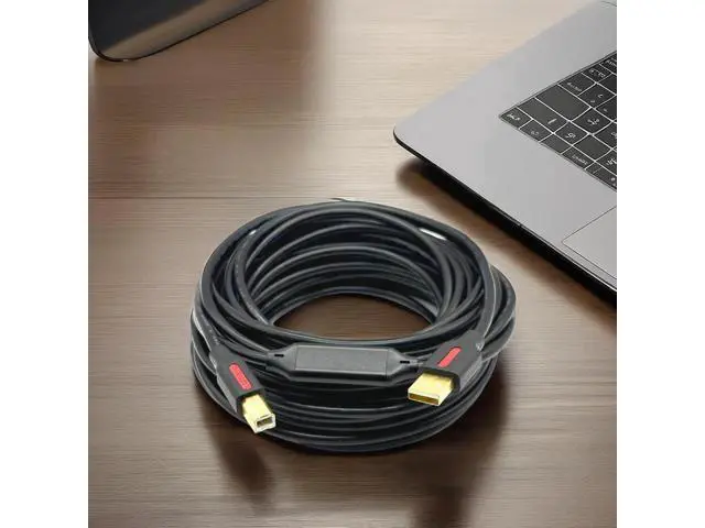 Alt view image 3 of 5 - Aomoproing USB printing cable with pure copper core. Environmentally friendlydouble-shielded high-speed USB 2.0 data cable with square connector. 15M
