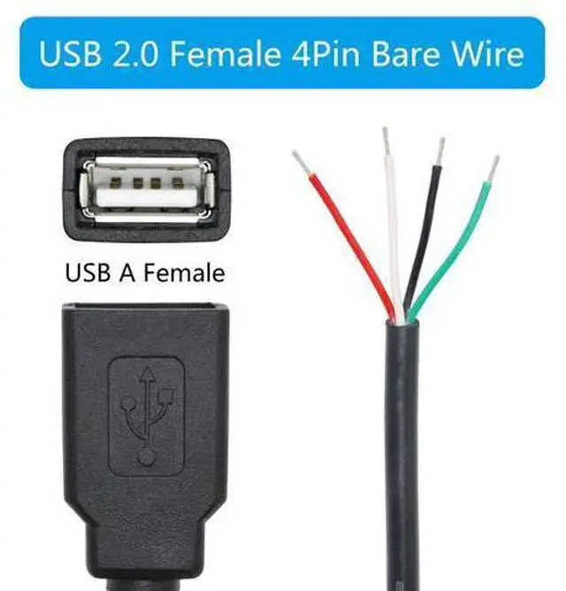 Alt view image 3 of 6 - 4Pcs Short USB A Female to 4 Pin Bare Wire 11inch, USB 5V/2A 4 Pin Pigtail Open End Power and Data Cable, for Equipment Installed or Replacement Repair DIY Cable