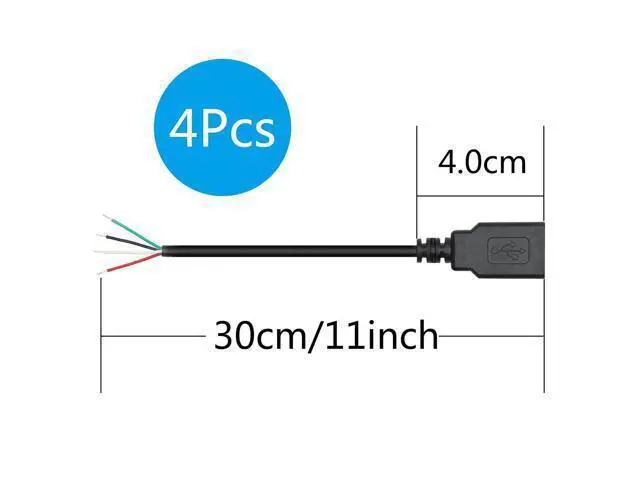 Alt view image 6 of 6 - 4Pcs Short USB A Female to 4 Pin Bare Wire 11inch, USB 5V/2A 4 Pin Pigtail Open End Power and Data Cable, for Equipment Installed or Replacement Repair DIY Cable