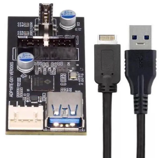 Main image of Type-E / 19/20Pin Header to USB 3.0 20Pin + Type-E Dual Female Port Splitter Hub, 5Gbps Internal PCBA Adapter for Desktop Motherboard