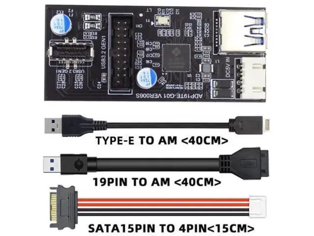 Alt view image 3 of 7 - Type-E / 19/20Pin Header to USB 3.0 20Pin + Type-E Dual Female Port Splitter Hub, 5Gbps Internal PCBA Adapter for Desktop Motherboard