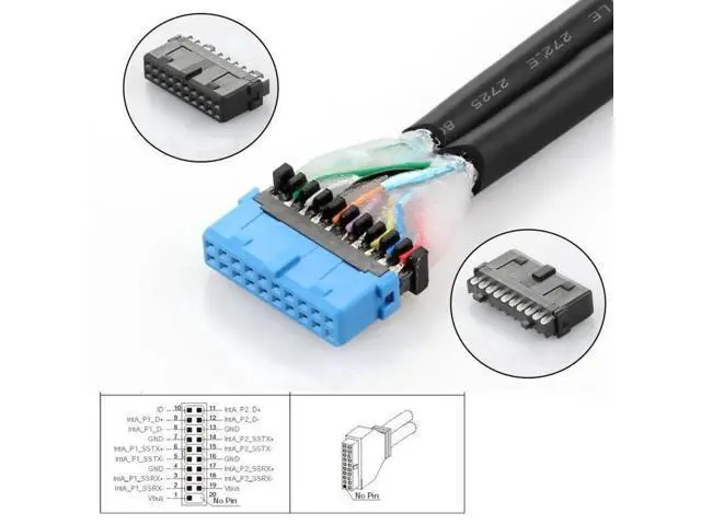 Alt view image 6 of 7 - Type-E / 19/20Pin Header to USB 3.0 20Pin + Type-E Dual Female Port Splitter Hub, 5Gbps Internal PCBA Adapter for Desktop Motherboard