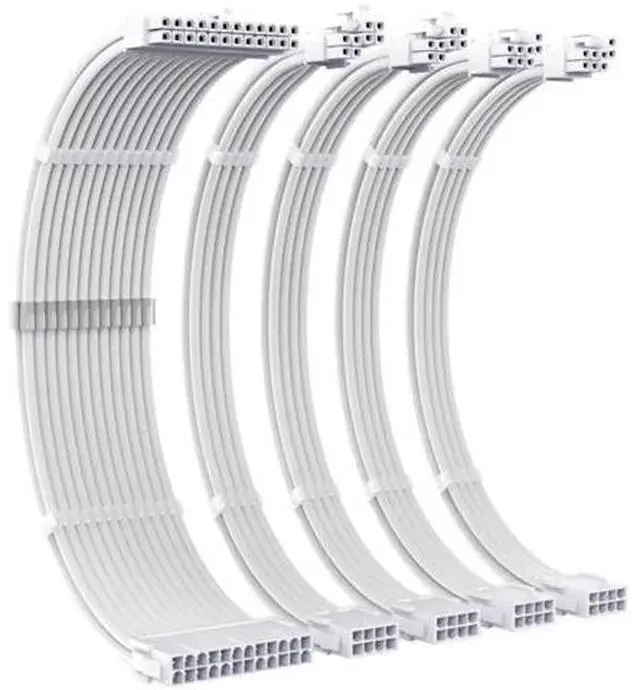 Main image of White Sleeved PSU Extension Cable Kit 30CM, 18AWG ATX 24Pin + 4+4Pin EPS + 6+2Pin PCI-E with Cable Combs for ATX Power Supply