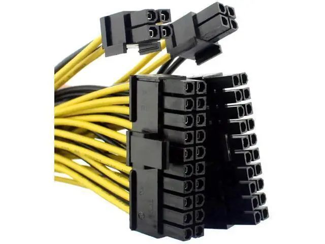 Alt view image 3 of 5 - 2 Pack 24P 20+4 Pin Dual PSU Synchronous Startup Cable, 18AWG ATX Motherboard Power Adapter Extension Cord, 20cm Mining Rig Power Splitter Cable