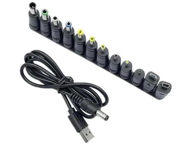 Alt view image 3 of 3 - Universal USB to 5V DC Power Cable with 5.5×2.1mm Jack, Equipped with 12 Interchangeable DC Plugs, Includes Micro USB & Mini USB Adapters
