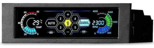 Main image of 5.25 Inch Touchscreen LCD 5-Channel PC Fan Speed Controller, Desktop Front Panel Cooling Regulator with Temp Monitor, RPM Display, Adjustable Fan Speed & Fan Failure Alarm Function