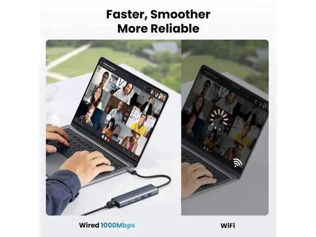 Alt view image 4 of 7 - UGREEN 5-in-1 Multiport USB-C Hub with Gigabit Ethernet, 2×USB-C 3.2 Gen2 10Gbps + 1×USB-A 3.2 Gen2 + 1×USB 2.0 + RJ45 Gigabit LAN Adapter for MacBook Pro/Air, Dell XPS & USB-C Laptops
