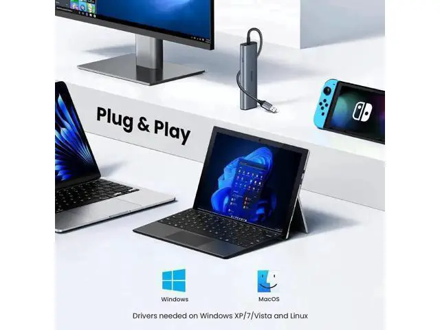 Alt view image 7 of 7 - UGREEN 5-in-1 Multiport USB-C Hub with Gigabit Ethernet, 2×USB-C 3.2 Gen2 10Gbps + 1×USB-A 3.2 Gen2 + 1×USB 2.0 + RJ45 Gigabit LAN Adapter for MacBook Pro/Air, Dell XPS & USB-C Laptops