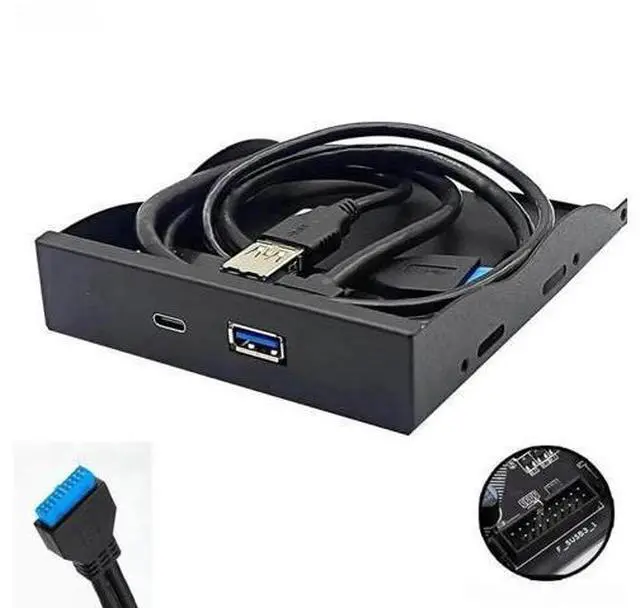 Main image of 3.5 Inch Floppy Bay Front Panel Hub with VL162 Chip, 1×USB3.2 Gen1 5Gbps Type-A + 1×USB3.2 Gen2 10Gbps USB-C Internal Header Adapter for Desktop PC