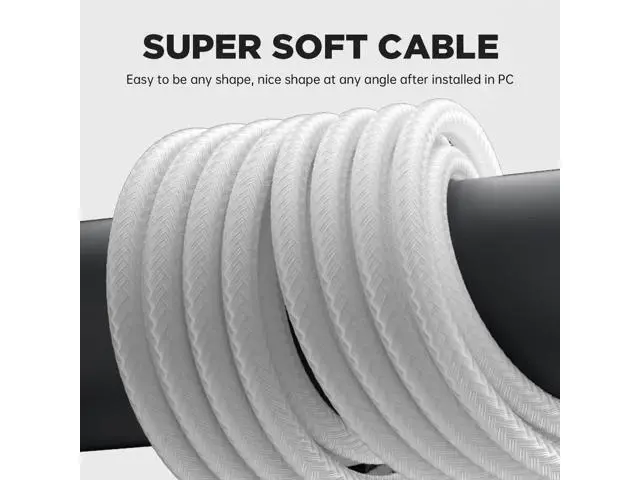 Alt view image 3 of 4 - White Sleeved PSU Extension Cable Kit 30CM, Includes Cable Combs, 24Pin + 2×EPS 8Pin(4+4) + 2×PCI-E 8Pin(6+2), ATX Modular Power Supply Extension Set