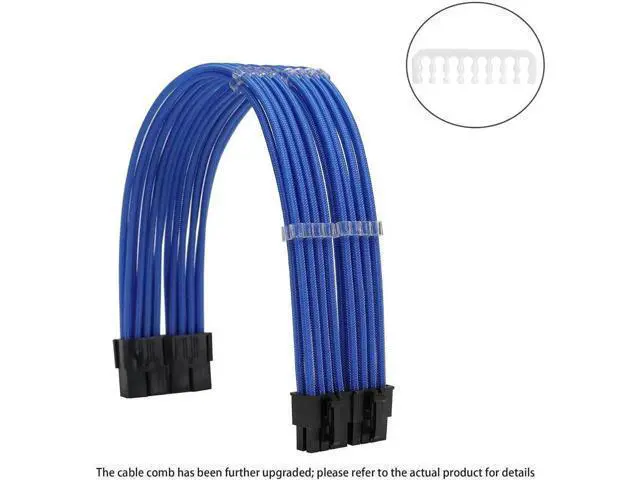 Alt view image 3 of 6 - Blue Sleeved PSU Extension Cable Kit, 18AWG ATX 24Pin + EPS 8Pin (4+4) + PCI-E 8Pin (6+2) Extension Cords with Cable Combs, Power Extender Set for PSU to Motherboard & Graphics Card