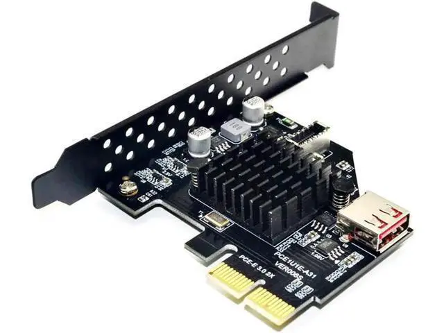 Alt view image 4 of 6 - USB 3.2 Gen2 PCIe Expansion Card, Internal 20Pin Type-E A-Key Header for Front Panel USB-C, 10Gbps PCI Express Card with USB2.0 Type-A Female & Full Height Bracket