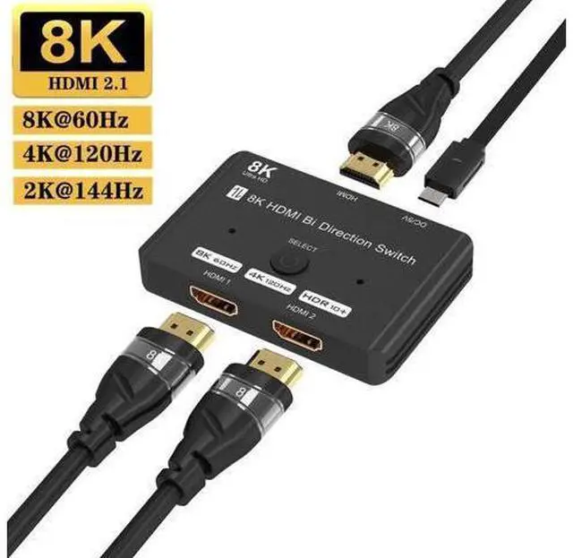 Main image of Bi-Directional HDMI 2.1 Switch 2 In 1 Out / 1 In 2 Out, 48Gbps Bandwidth, Supports 8K@60Hz & 4K@120Hz, Dynamic HDR & Dolby Atmos for PS5 Xbox QLED TV Fire TV Box