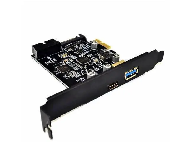 Alt view image 2 of 5 - PCIe X1 USB 3.1 Gen1 Expansion Card, 2-Port USB-A + USB-C 5Gbps PCI Express Controller with 19Pin Internal Header for Desktop Front Panel USB