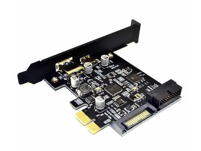 Alt view image 4 of 5 - PCIe X1 USB 3.1 Gen1 Expansion Card, 2-Port USB-A + USB-C 5Gbps PCI Express Controller with 19Pin Internal Header for Desktop Front Panel USB