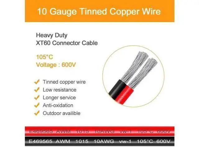 Alt view image 4 of 7 - XT60i Female to O-Ring Lug Terminal Extension Cable 2 Pack, 10AWG 5FT(1.5M) Heavy Gauge Power Wire, Over 16A XT60i-f O Ring Connector Cord for RC LiPo Battery, DIY Portable Power Projects