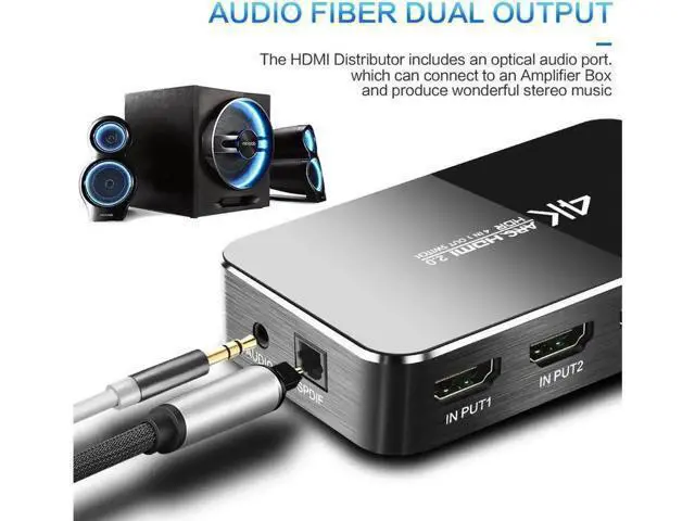 Alt view image 5 of 7 - 4 In 1 Out 4K HDMI Switch with Audio Extractor, Support ARC, IR Remote & HDR, HDMI Splitter Switcher for PS3 PS4 HDTV