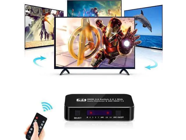 Alt view image 4 of 7 - 4 In 1 Out 4K HDMI Switch with Audio Extractor, Support ARC, IR Remote & HDR, HDMI Splitter Switcher for PS3 PS4 HDTV