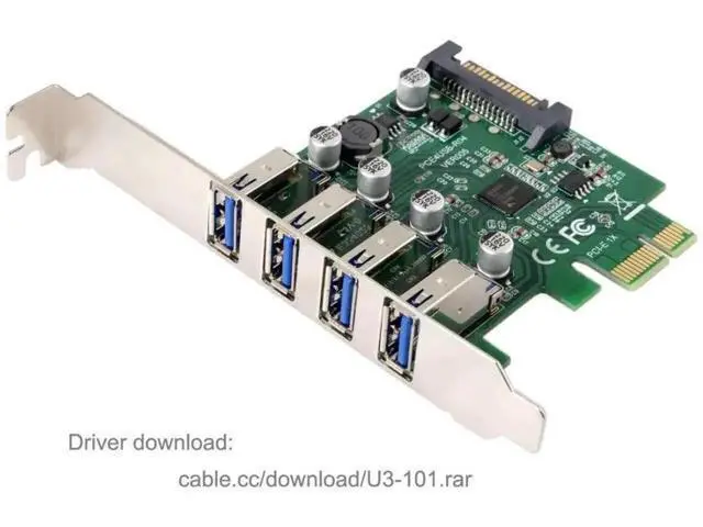 Alt view image 7 of 7 - 4 Port PCI-E 1X to USB 3.0 Expansion Card, PCI Express USB Hub Adapter with 80mm & 120mm Dual Bracket