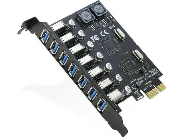 Main image of RIITOP PCIe X1 7-Port USB 3.0 Expansion Card, PCI Express 7 External USB3.0 Hub Adapter, 5Gbps High Speed, No Extra SATA Power Required for Desktop PCs