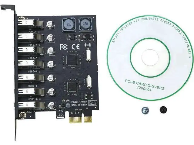 Alt view image 5 of 7 - RIITOP PCIe X1 7-Port USB 3.0 Expansion Card, PCI Express 7 External USB3.0 Hub Adapter, 5Gbps High Speed, No Extra SATA Power Required for Desktop PCs