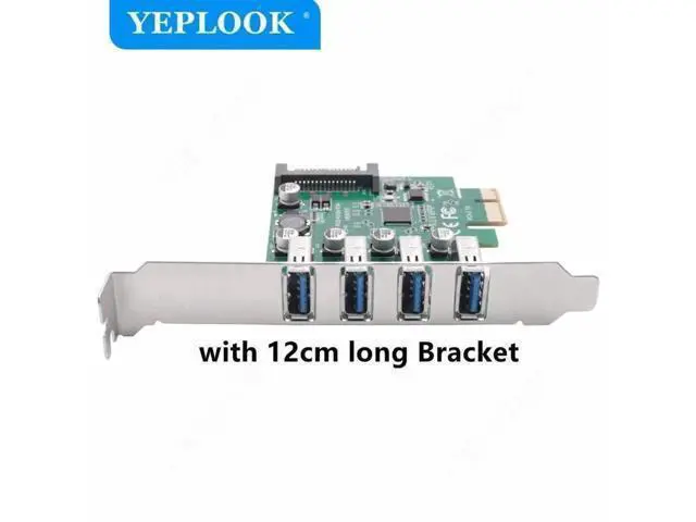 Alt view image 3 of 6 - PCIe X1 USB 3.0 Expansion Card, 4-Port 5Gbps PCI Express Hub Controller Adapter with SATA Power & 9.5cm Low Profile Bracket for Desktop Motherboard