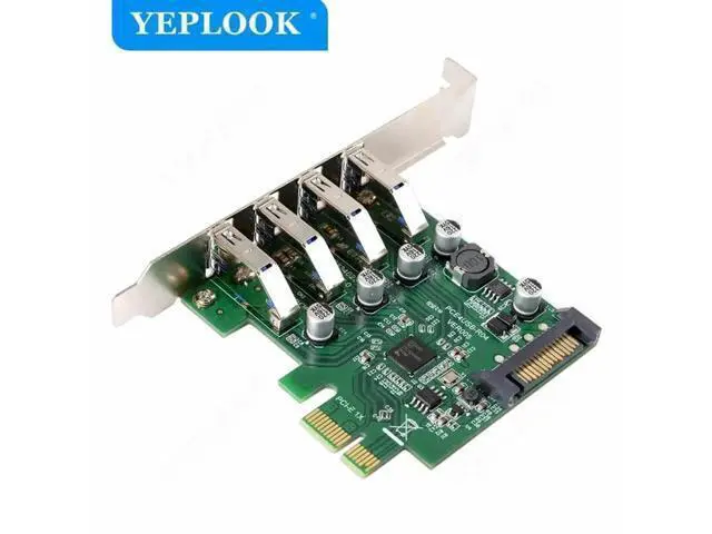 Alt view image 5 of 6 - PCIe X1 USB 3.0 Expansion Card, 4-Port 5Gbps PCI Express Hub Controller Adapter with SATA Power & 9.5cm Low Profile Bracket for Desktop Motherboard
