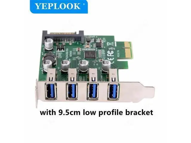 Alt view image 4 of 6 - PCIe X1 USB 3.0 Expansion Card, 4-Port 5Gbps PCI Express Hub Controller Adapter with SATA Power & 9.5cm Low Profile Bracket for Desktop Motherboard