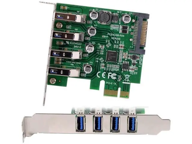 Alt view image 2 of 7 - Low Profile 4-Port PCIe USB 3.0 Expansion Card, PCI Express X1 USB Hub Adapter 5Gbps for Desktop Motherboard