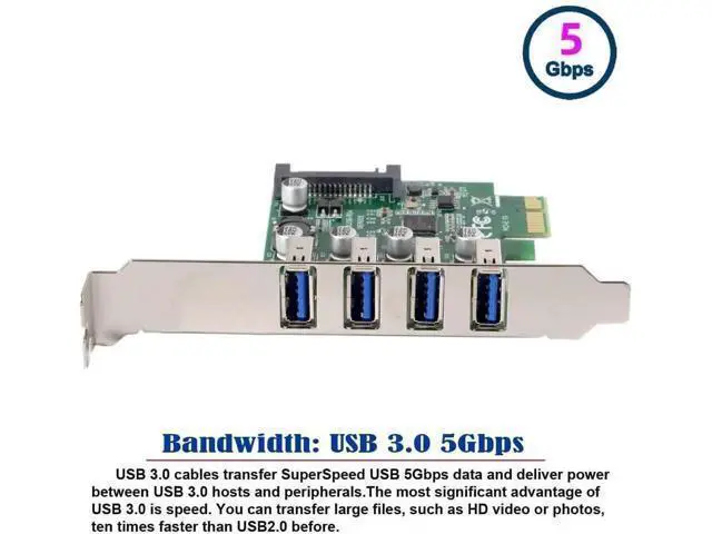 Alt view image 6 of 7 - Low Profile 4-Port PCIe USB 3.0 Expansion Card, PCI Express X1 USB Hub Adapter 5Gbps for Desktop Motherboard