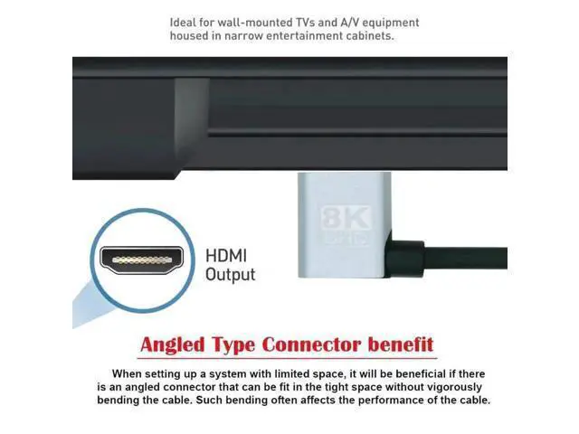 Alt view image 2 of 7 - 100cm Ultra Thin Dual Right 90° Angled HDMI 2.1 Cable, Super Flexible Type-A Cord Supports 8K 4K for Computer HDTV