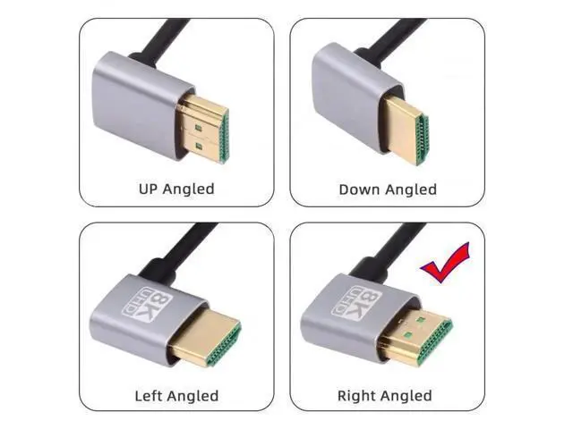 Alt view image 5 of 7 - 100cm Ultra Thin Dual Right 90° Angled HDMI 2.1 Cable, Super Flexible Type-A Cord Supports 8K 4K for Computer HDTV