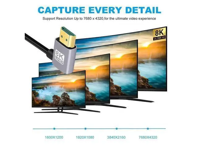 Alt view image 6 of 7 - 100cm Ultra Thin Dual Right 90° Angled HDMI 2.1 Cable, Super Flexible Type-A Cord Supports 8K 4K for Computer HDTV