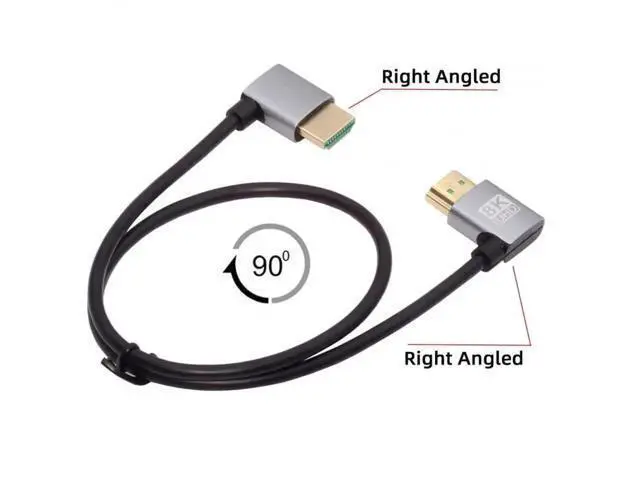 Alt view image 7 of 7 - 100cm Ultra Thin Dual Right 90° Angled HDMI 2.1 Cable, Super Flexible Type-A Cord Supports 8K 4K for Computer HDTV