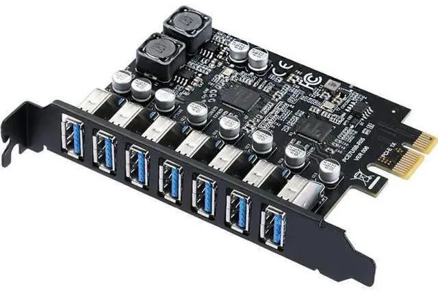 Main image of 7-Port PCIe USB 3.0 Expansion Card, PCI Express USB Hub Controller Adapter Supporting 7 Simultaneous Devices, Compatible Windows XP/Vista/7/8/10/11 32&64 Bit