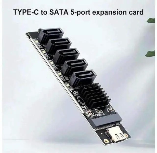 Main image of USB-C to 5-Port SATA III 6Gbps Expansion Adapter Card with JM575+JMS580 Dual Chips, Multi Channel SATA 3.0 Expander for SATA HDD SSD Storage Expansion
