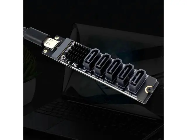 Alt view image 2 of 3 - USB-C to 5-Port SATA III 6Gbps Expansion Adapter Card with JM575+JMS580 Dual Chips, Multi Channel SATA 3.0 Expander for SATA HDD SSD Storage Expansion