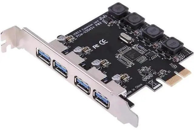 Main image of PCI Express 4-Port USB 3.0 Expansion Card, PCIe X1/X4/X8/X16 Compatible SuperSpeed USB 3.0 Controller Adapter for Desktop PC Motherboard